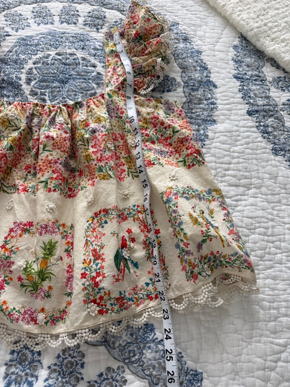 Farm Rio Cream Floral Ruffle-Sleeve Top - Picture 8 of 8